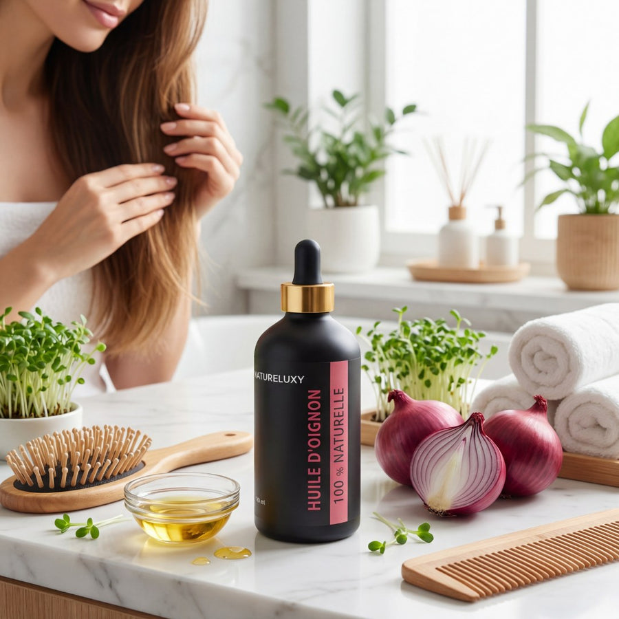 Huile d'oignon 100mL Pipette 100% Naturelle – produit naturel présenté par Natureluxy