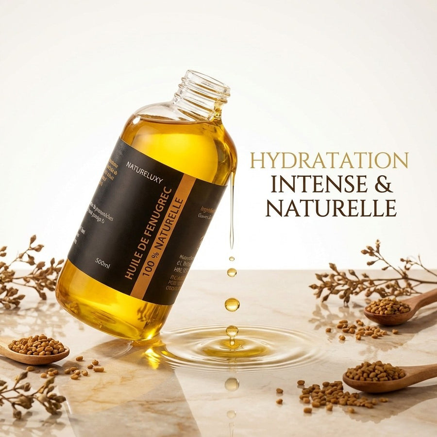 Huile de Fenugrec 500mL – produit naturel présenté par Natureluxy