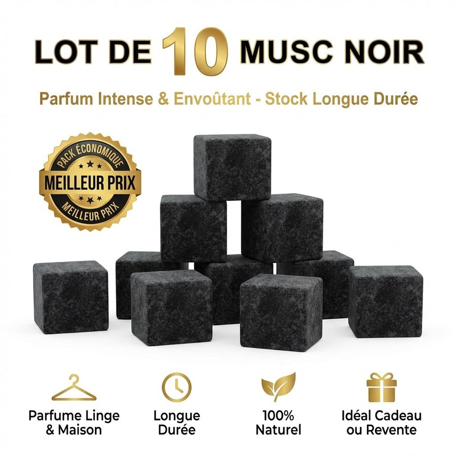 Lot de 10 carrés de musc noir – parfum solide - détail produit