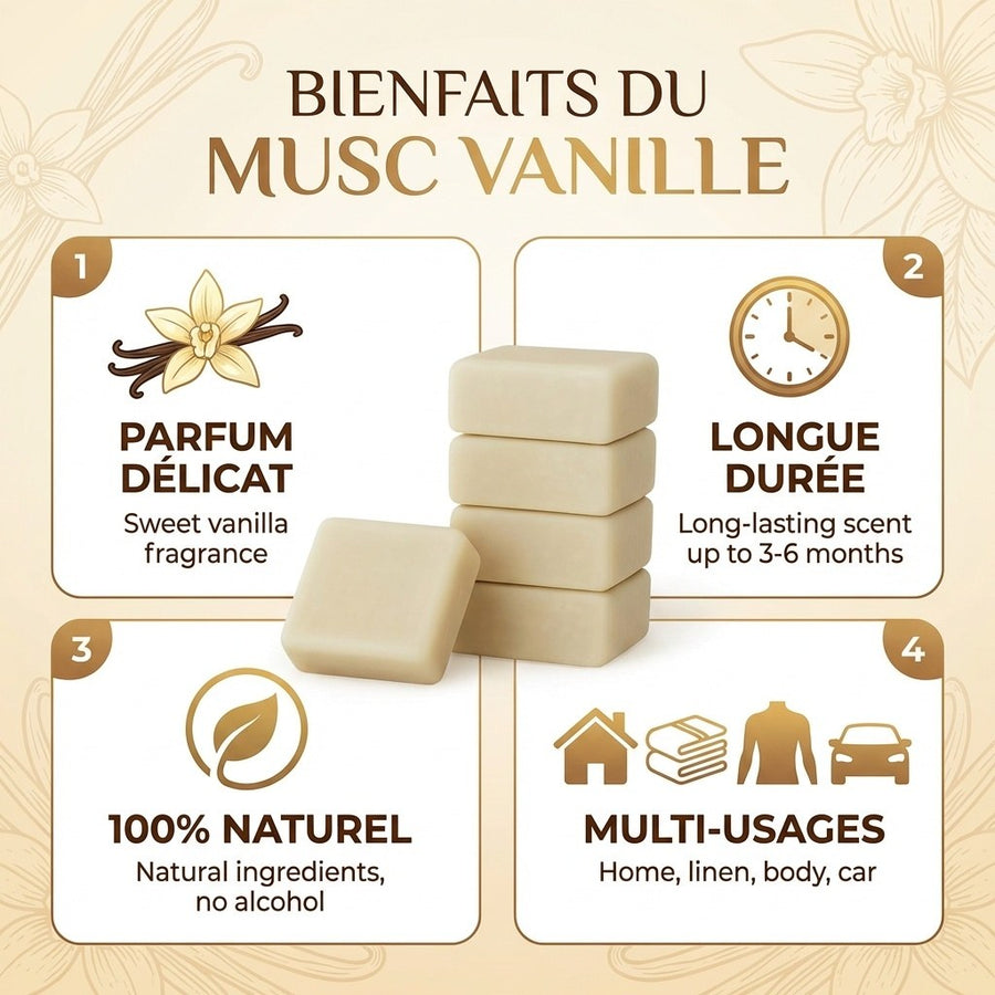 Lot de 5 carrés de musc vanille – parfum solide - image produit 6