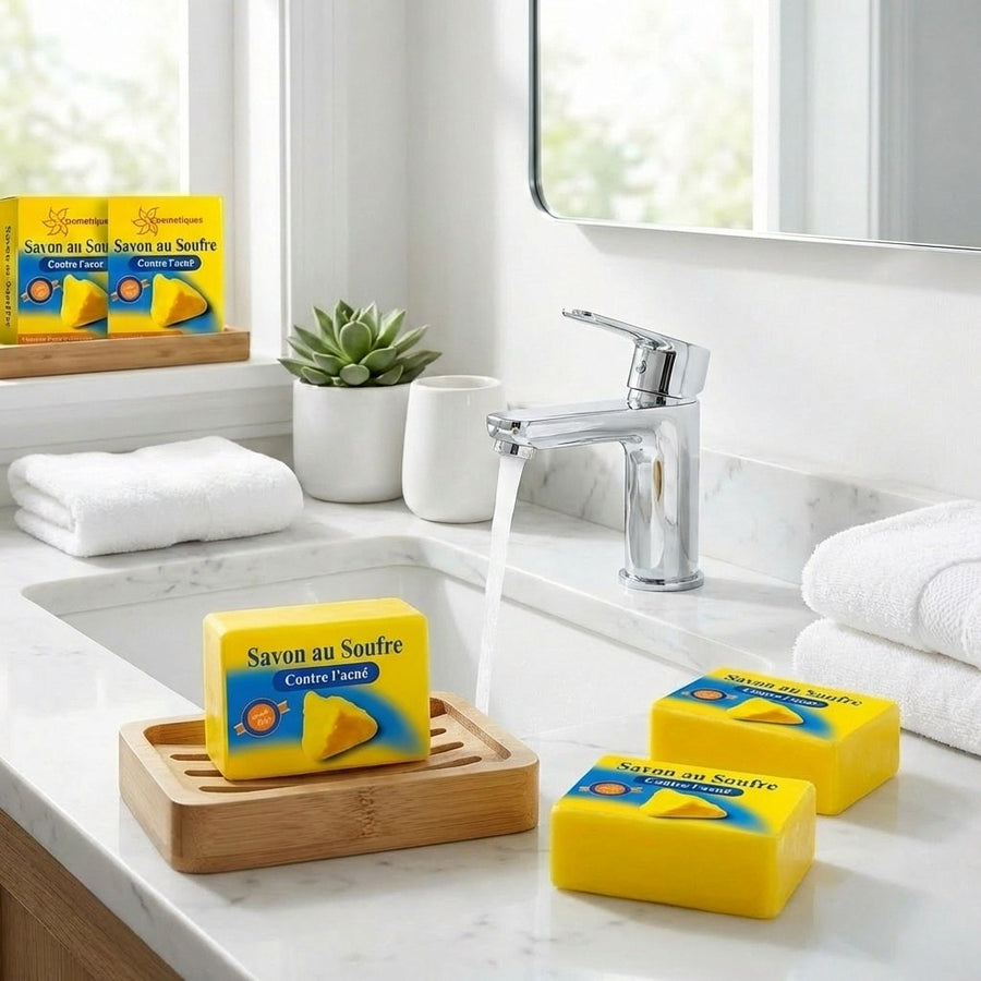 Savon au Soufre Fabio 80 g - Sans parfum – produit naturel présenté par Natureluxy