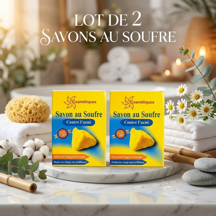 Lot de 2 Savon au Soufre Contre L' Acné dermatologique Fabio 80g – produit naturel présenté par Natureluxy