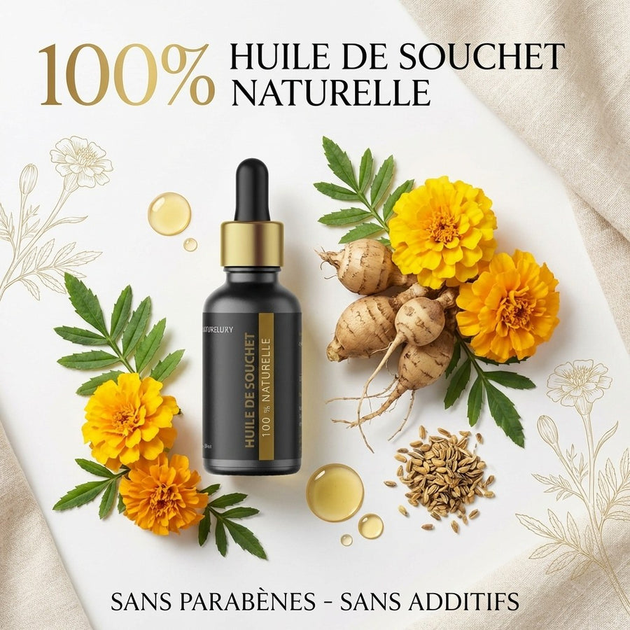 Huile de Souchet 30mL pipette 100% naturelle – produit naturel présenté par Natureluxy