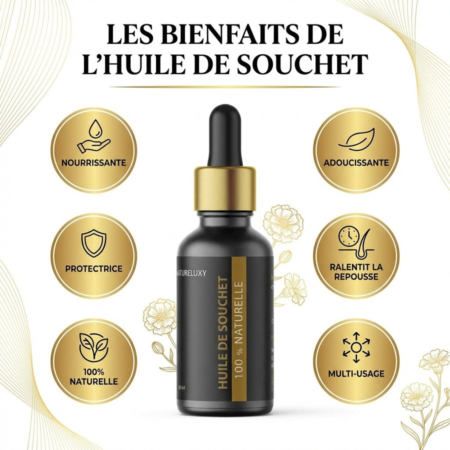 Huile de Souchet 30mL pipette 100% naturelle – produit naturel présenté par Natureluxy