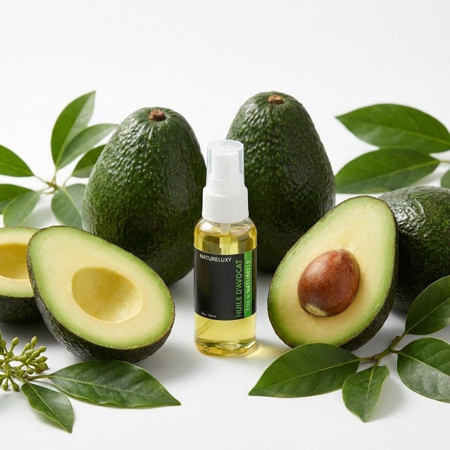 Huile d’Avocat 30 mL Spray 100% Naturelle – Soin Nourrissant Peau & Zones Sèches – produit naturel présenté par Natureluxy