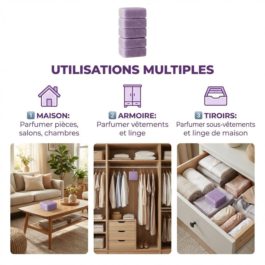 Lot de 10 carrés de musc lavande – parfum solide - image produit 4