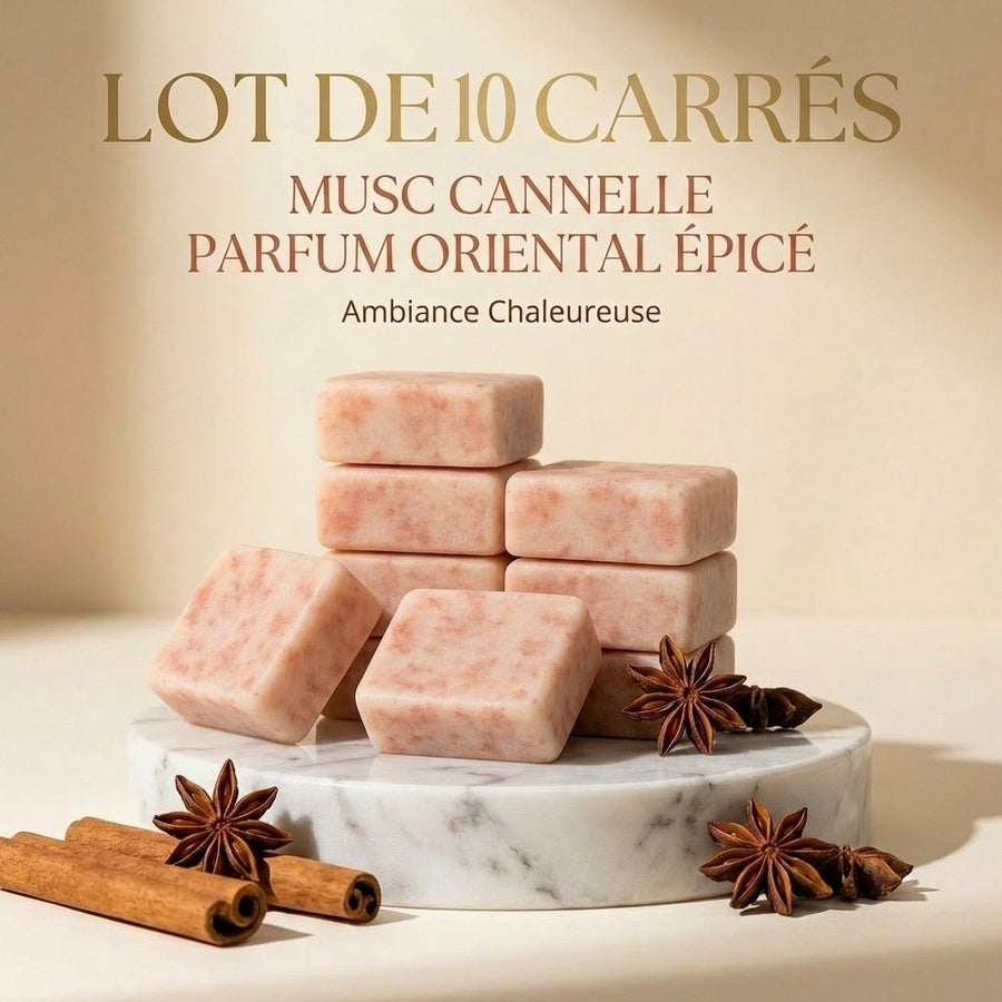 Lot de 10 carrés de musc cannelle – parfum solide - détail produit