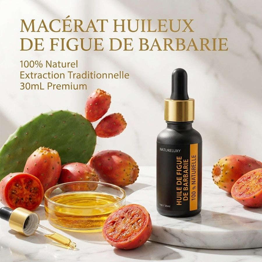 Lot de 3 Huiles de Figue de Barbarie 30 ml Pipette — 100% naturelle, Huile végétale visage anti-âge (3×30 ml) – produit naturel présenté par Natureluxy