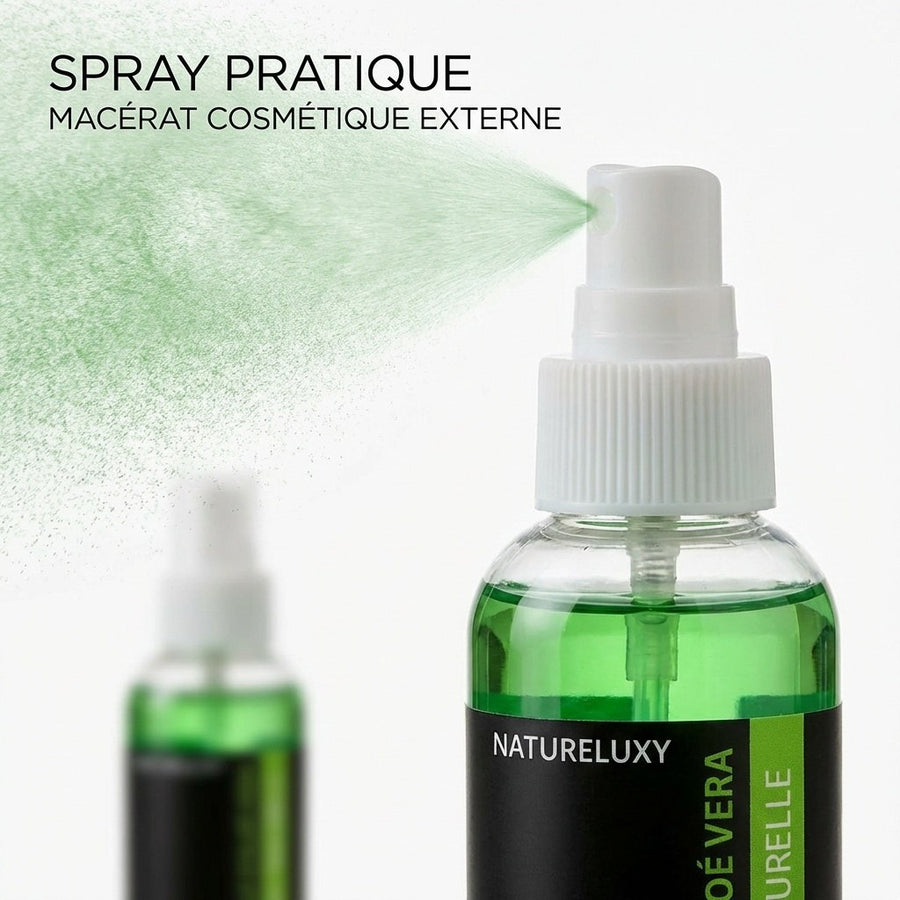 Huile d'Aloé Vera 30mL Spray 100% Naturelle – produit naturel présenté par Natureluxy