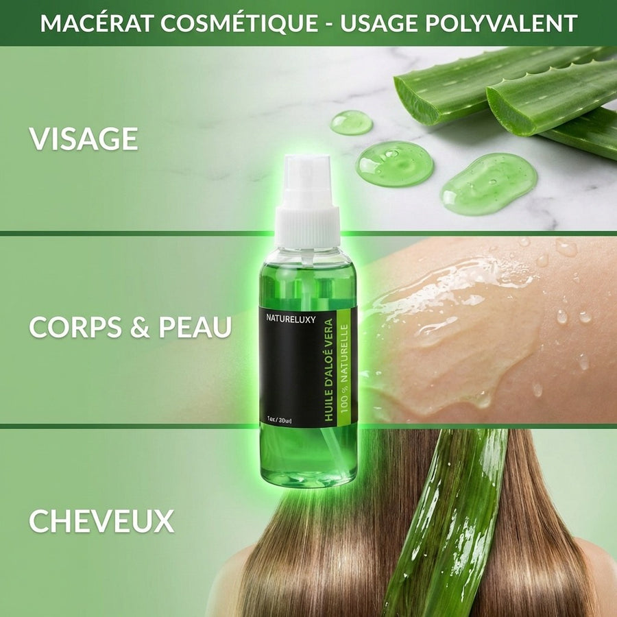 Huile d'Aloé Vera 30mL Spray 100% Naturelle – produit naturel présenté par Natureluxy