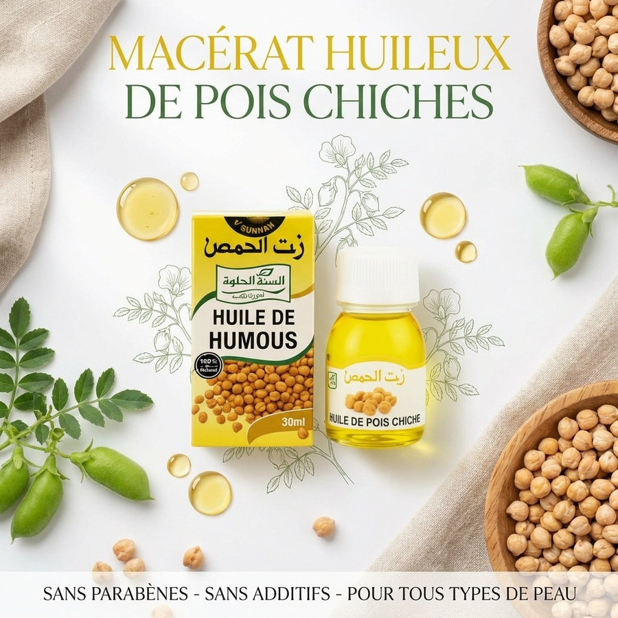 Huile de Pois Chiche 30mL 100% Naturelle – produit naturel présenté par Natureluxy