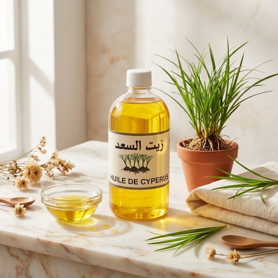 1L Huile de Souchet - 100% Naturelle - Macérat Corps & Cheveux – produit naturel présenté par Natureluxy