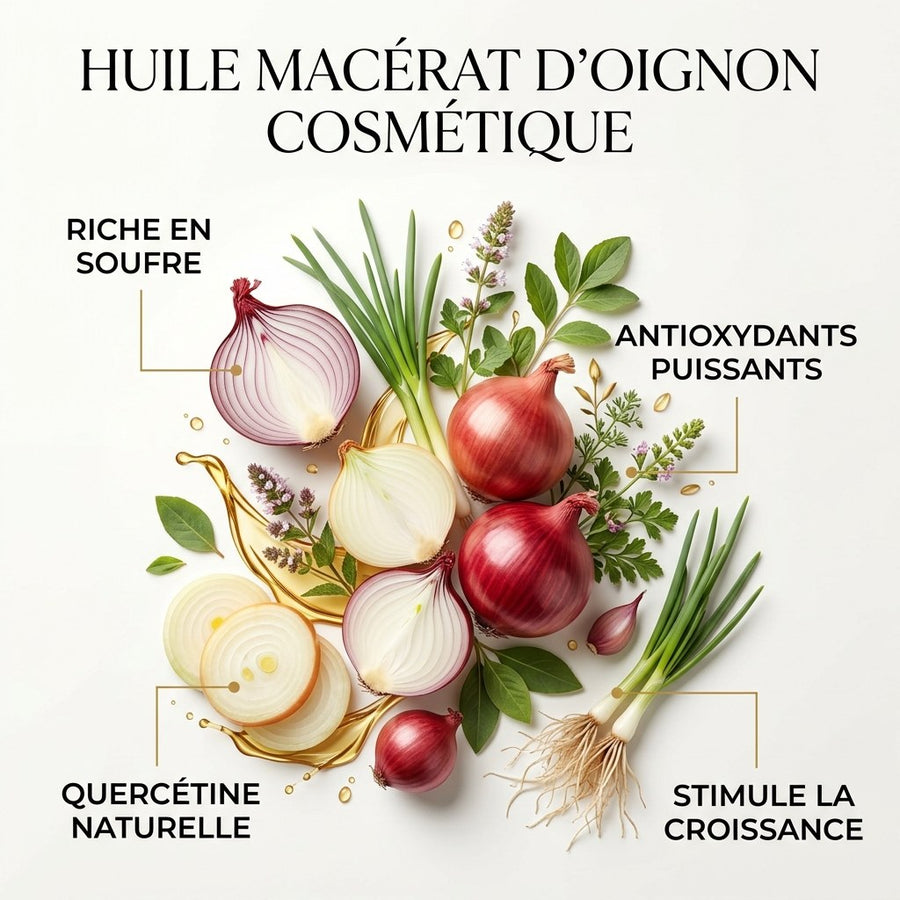 Huile d’Oignon 30 ml Spray 100% Naturelle – Soin cheveux & peau – produit naturel présenté par Natureluxy