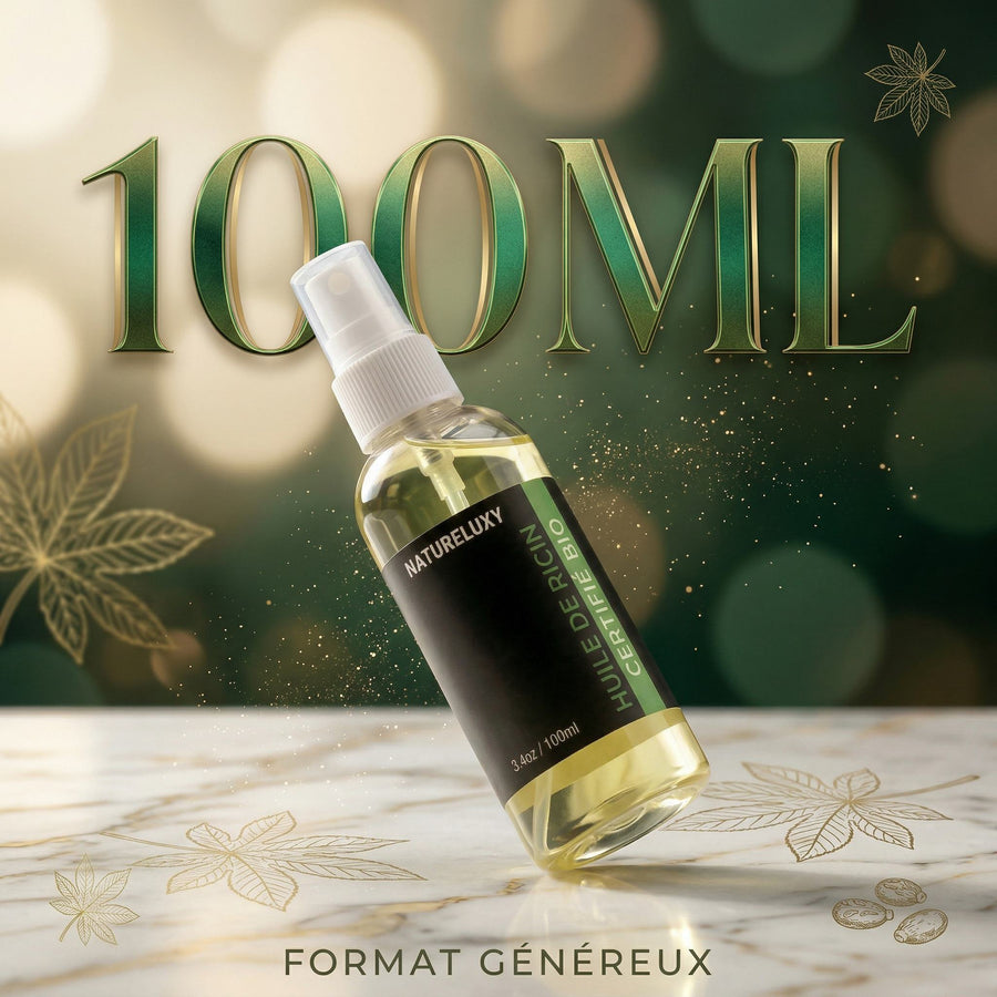 Huile de Ricin 100 ml - Spray Cheveux Ongles Peau – produit naturel présenté par Natureluxy