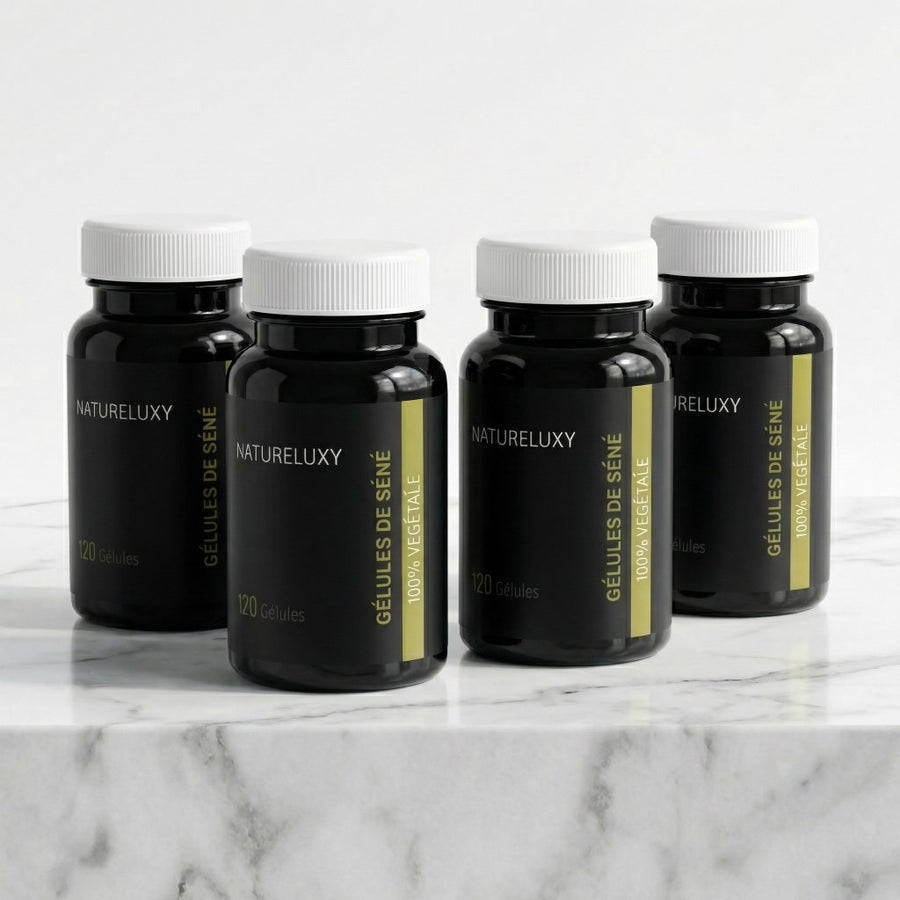 Lot 4×120 Gélules de Séné (Senna) – 480 gélules 300 mg par gélule – produit naturel présenté par Natureluxy