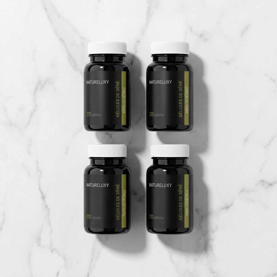 Lot 4×120 Gélules de Séné (Senna) – 480 gélules 300 mg par gélule – produit naturel présenté par Natureluxy