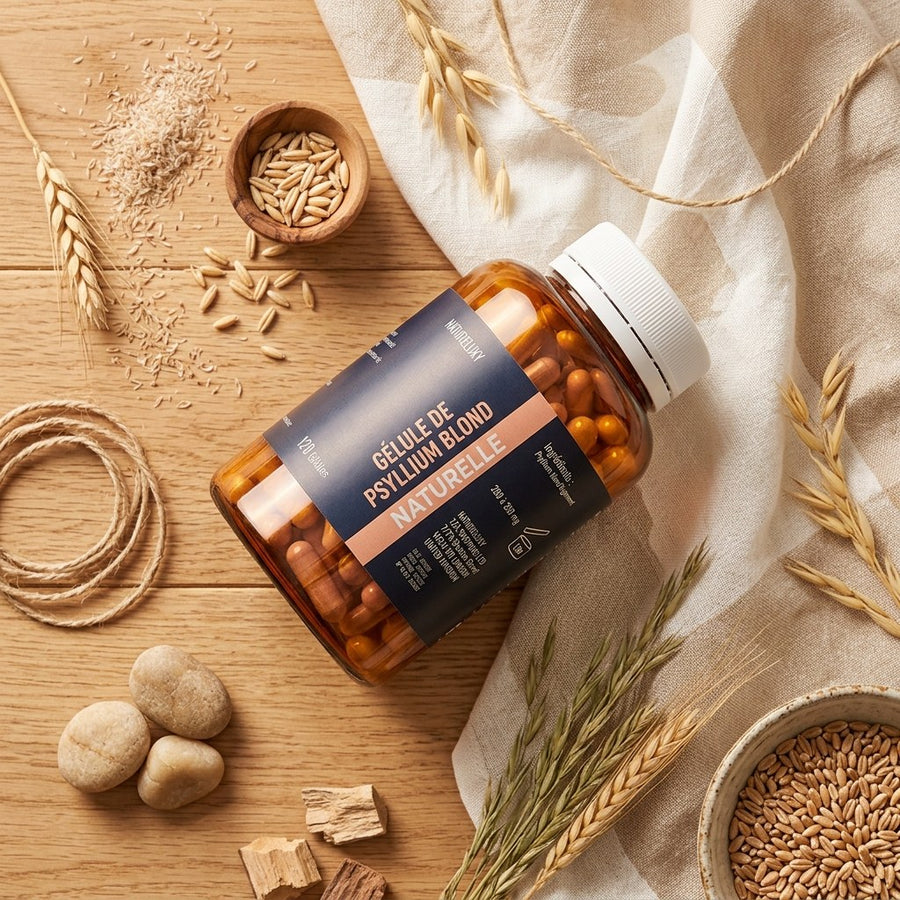 Psyllium Blond 120 Gélules Végétales – Origine Inde – Complément Alimentaire – produit naturel présenté par Natureluxy