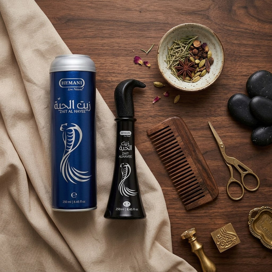 Lot 2× Huile de Serpent Cheveux Zait Al Hayee Hemani – 2×250 ml – produit naturel présenté par Natureluxy