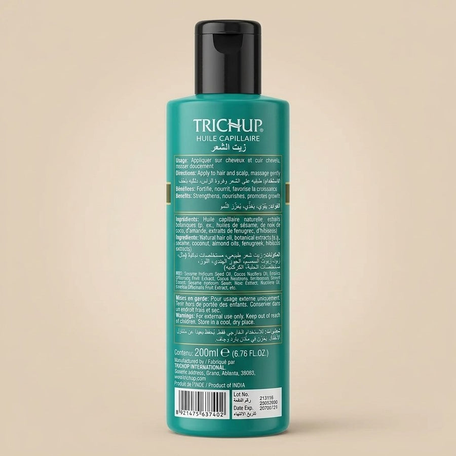 Huile Cheveux Trichup 200 ml – Soin indien pour routine pousse & volume – extraits de plantes – produit naturel présenté par Natureluxy