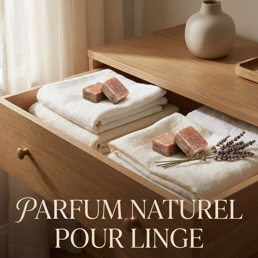 Lot de 5 carrés de musc ambré – parfum solide – produit naturel présenté par Natureluxy
