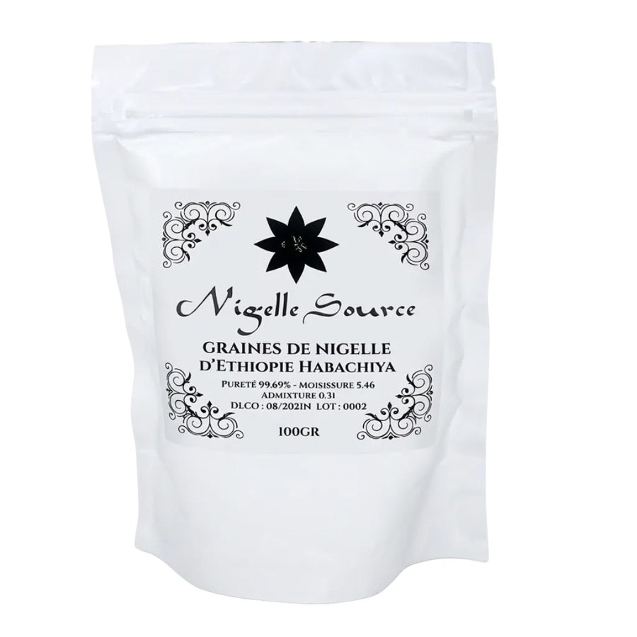 Graine de Nigelle d’Éthiopie 99,7% Pure (Grade A) Naturelle 100 g – Nigella Sativa (Cumin Noir) – produit naturel présenté par Natureluxy
