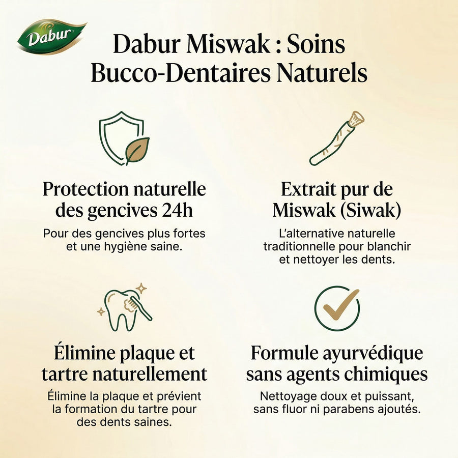 Infographie bienfaits dentifrice Miswak traditionnel