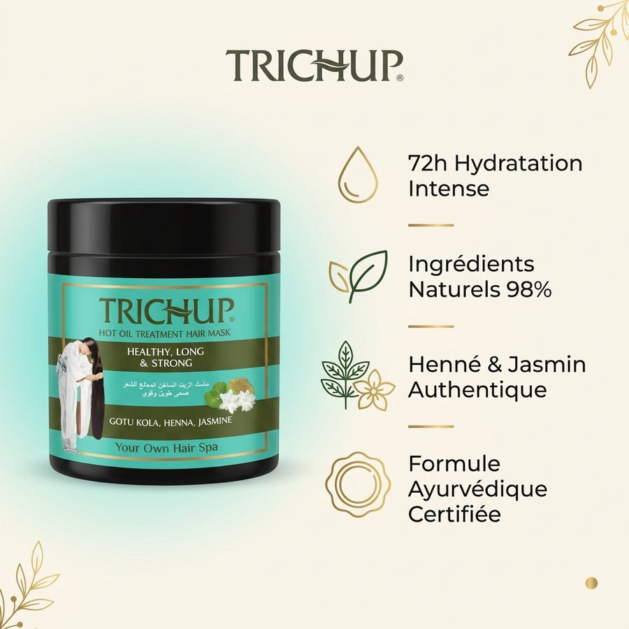 Trichup Masque Capillaire Henné Jasmin 500 mL – produit naturel présenté par Natureluxy