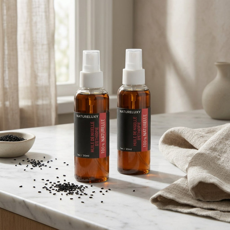 Lot de 2 Huiles de Nigelle d'éthiopie 30mL spray 100% naturelle – produit naturel présenté par Natureluxy