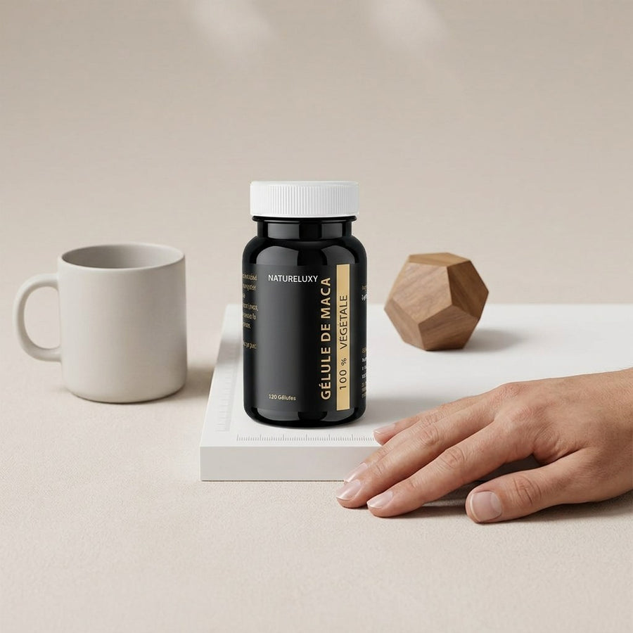 Gélules de Maca 120 gélules 300 mg – produit naturel présenté par Natureluxy