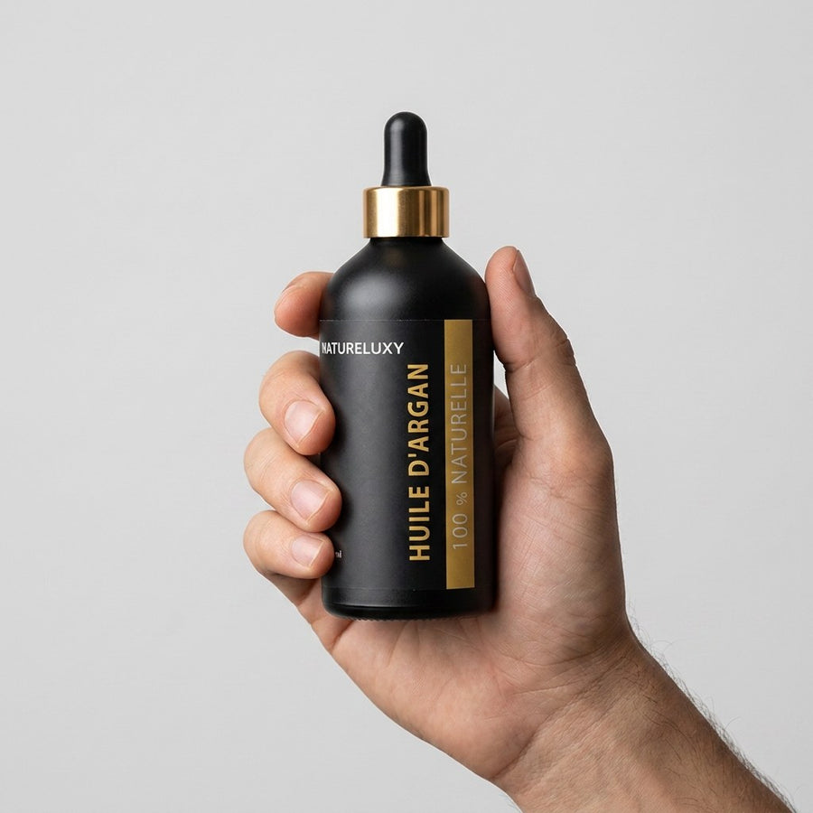 Huile d'Argan 100 ml – Origine Maroc – Pipette – Visage, Corps, Cheveux & Ongles – produit naturel présenté par Natureluxy