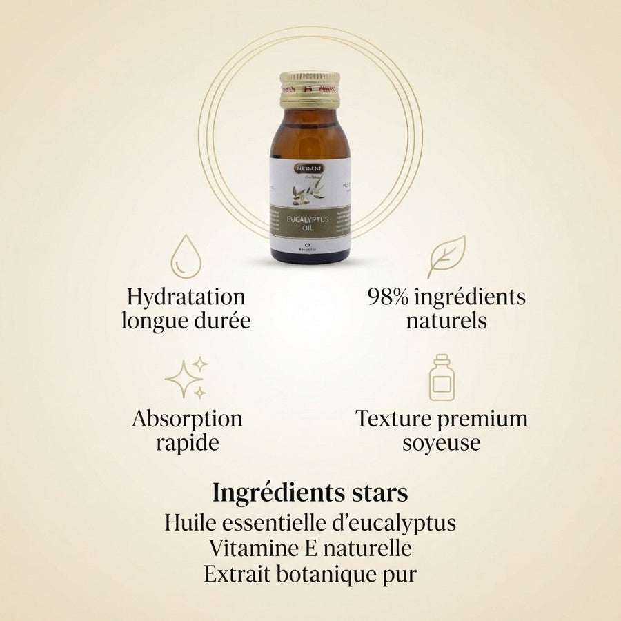 Huile d'eucalyptus 30mL Hemani – produit naturel présenté par Natureluxy