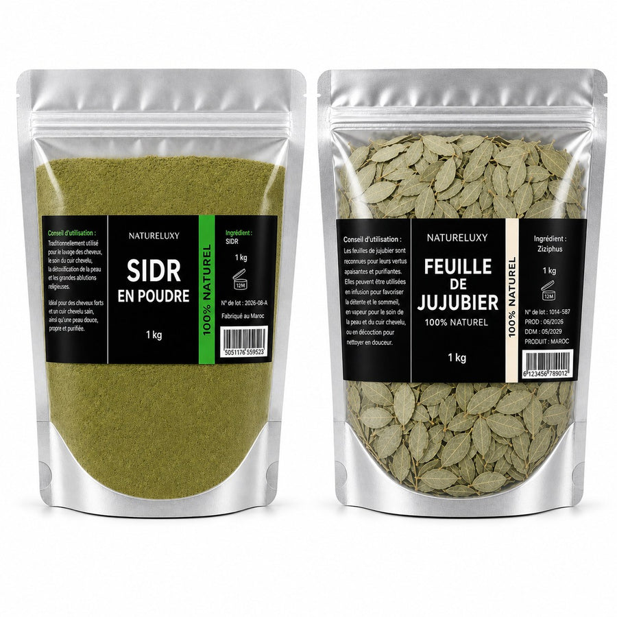 Pack Sidr 2 kg — Poudre + Feuilles de Jujubier – produit naturel présenté par Natureluxy