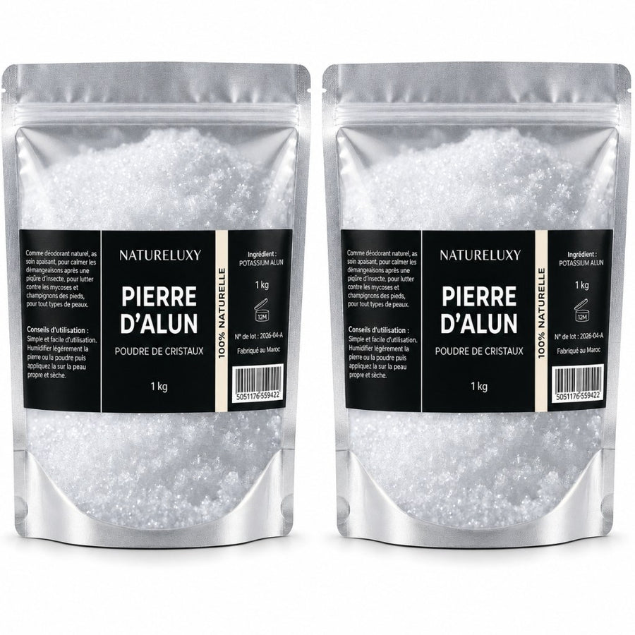 2kg Pierre d'Alun en Poudre - Déodorant Naturel au Potassium Alum – produit naturel présenté par Natureluxy