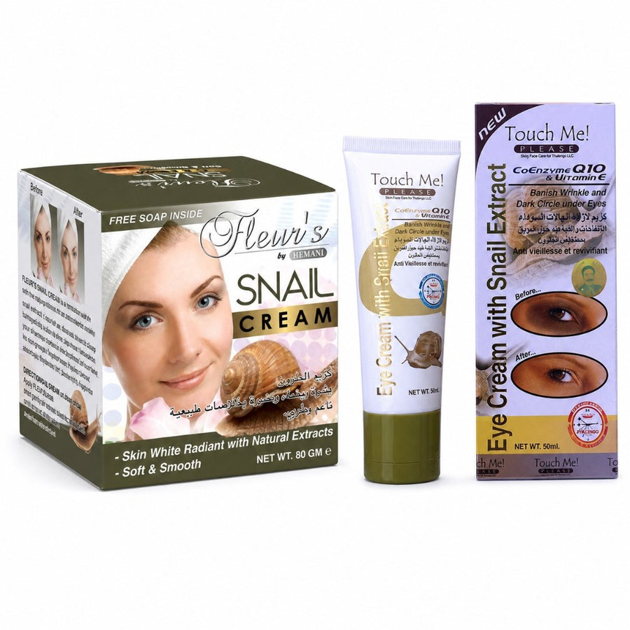 Pack 1 Crème à la bave d'escargots+Crème à la bave d'escargot contour des yeux – produit naturel présenté par Natureluxy