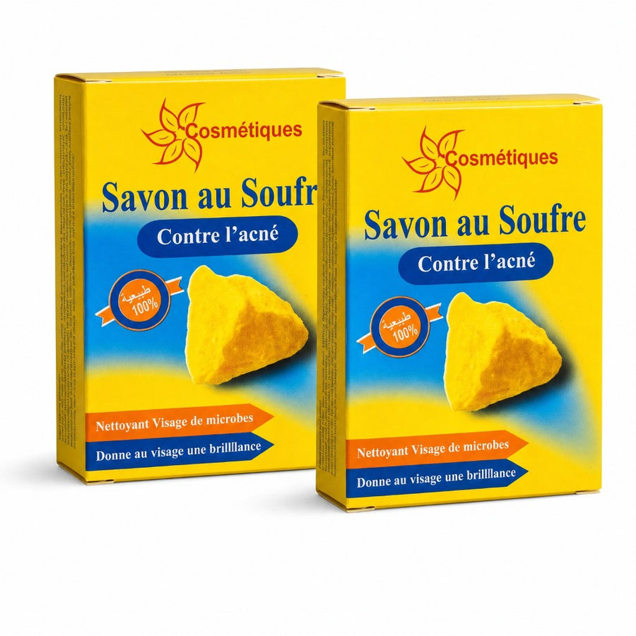 Lot de 2 Savon au Soufre Contre L' Acné dermatologique Fabio 80g – produit naturel présenté par Natureluxy