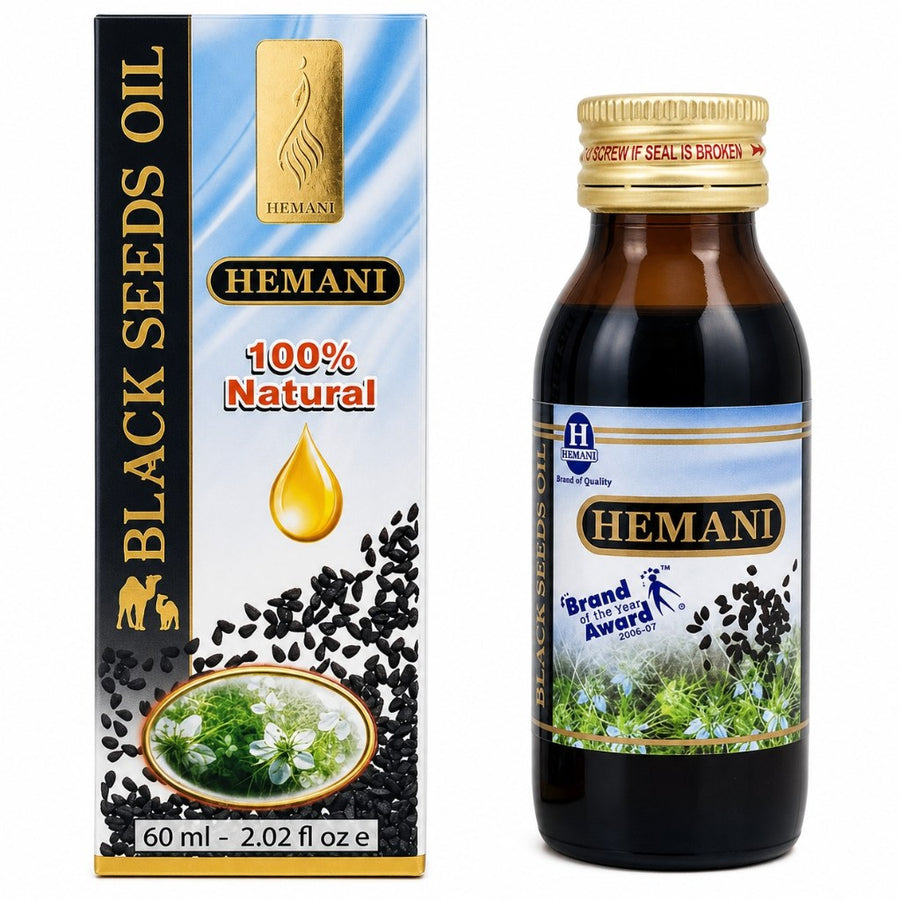 Huile de Nigelle Hemani 60 ml - 100% Naturelle – produit naturel présenté par Natureluxy