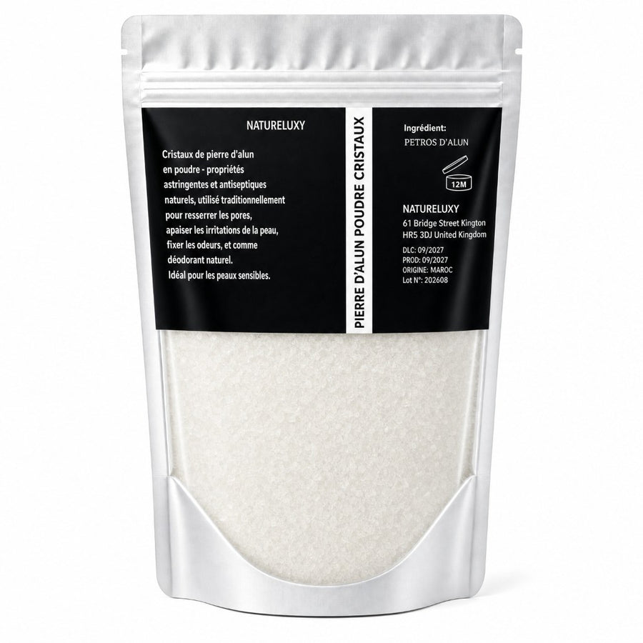 Pierre d'Alun en Poudre 80 g - Usage Cosmétique – produit naturel présenté par Natureluxy