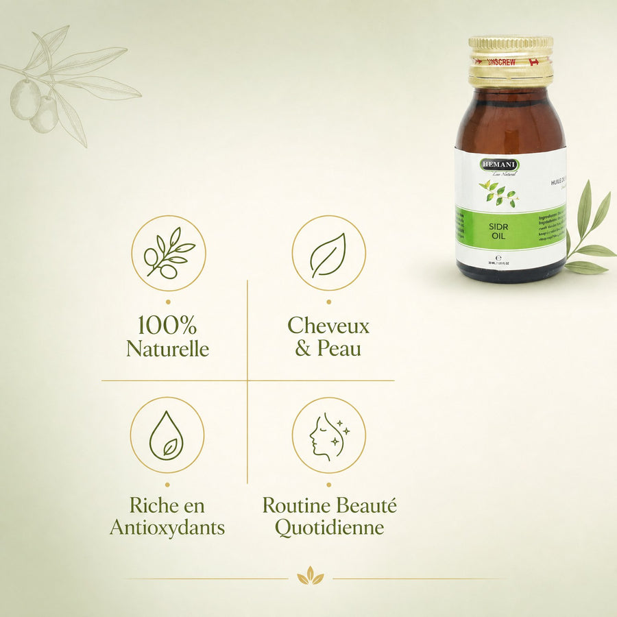 Hemani Sidr Oil 5x30mL — bénéfices infographie