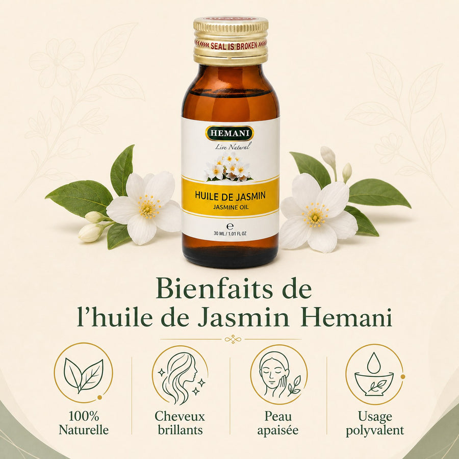 Hemani Huile de Jasmin 30 mL — Infographie des bienfaits