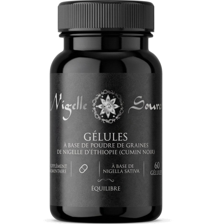 60 Gélules Nigelle d’Éthiopie – Poudre 99,7% Pure – Gélules Végétales – produit naturel présenté par Natureluxy