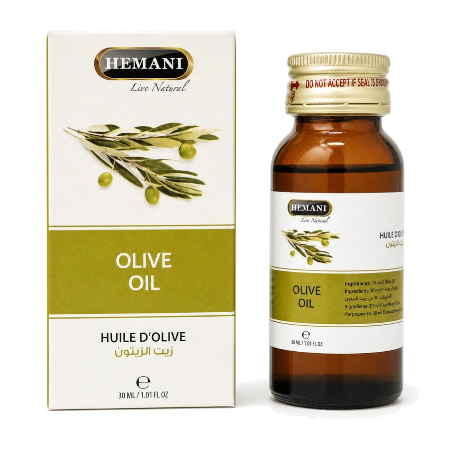 Huile d'Olive Cosmétique 30ml Naturelle Hemani – produit naturel présenté par Natureluxy