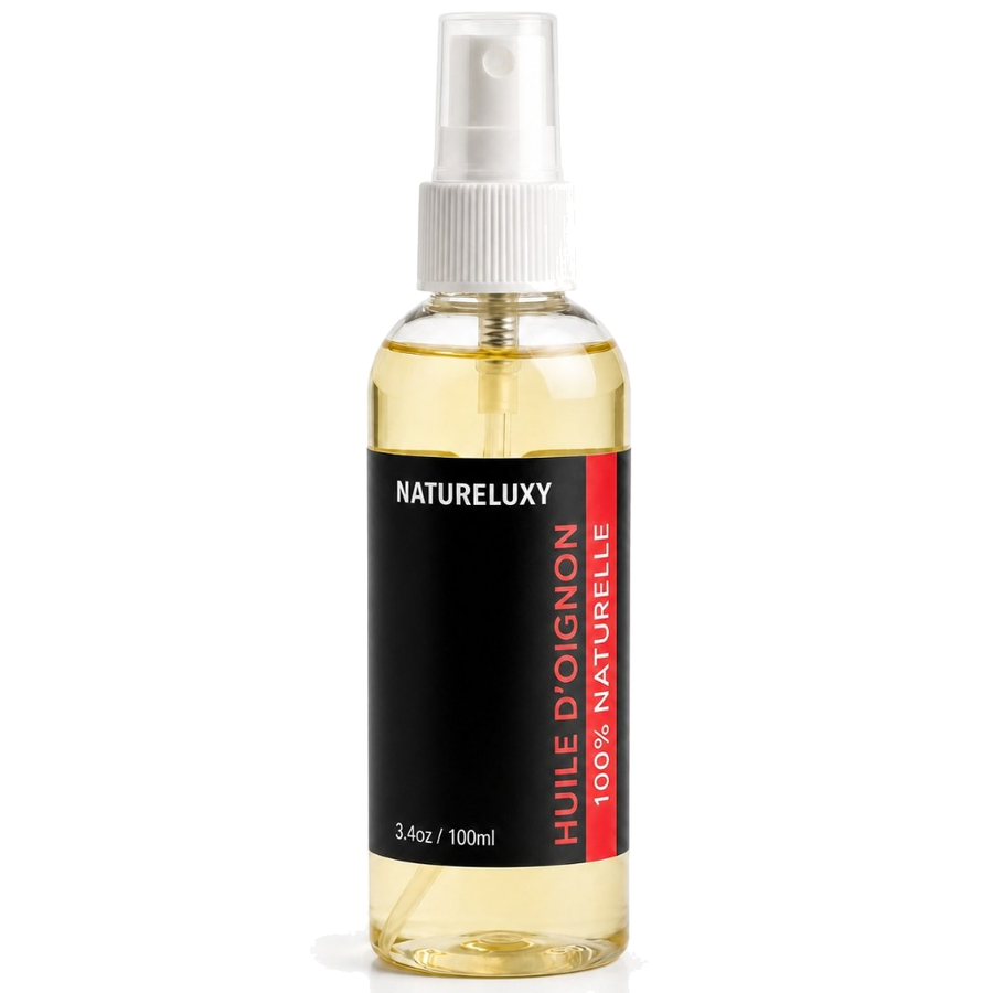 Huile d’Oignon 100% Naturelle – Macérat – Spray 100 ml – Soin Cheveux & Cuir Chevelu – produit naturel présenté par Natureluxy