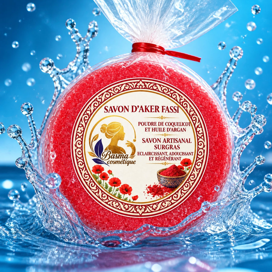 Savon d'Aker Fassi – éclaboussure d'eau dynamique – fraîcheur