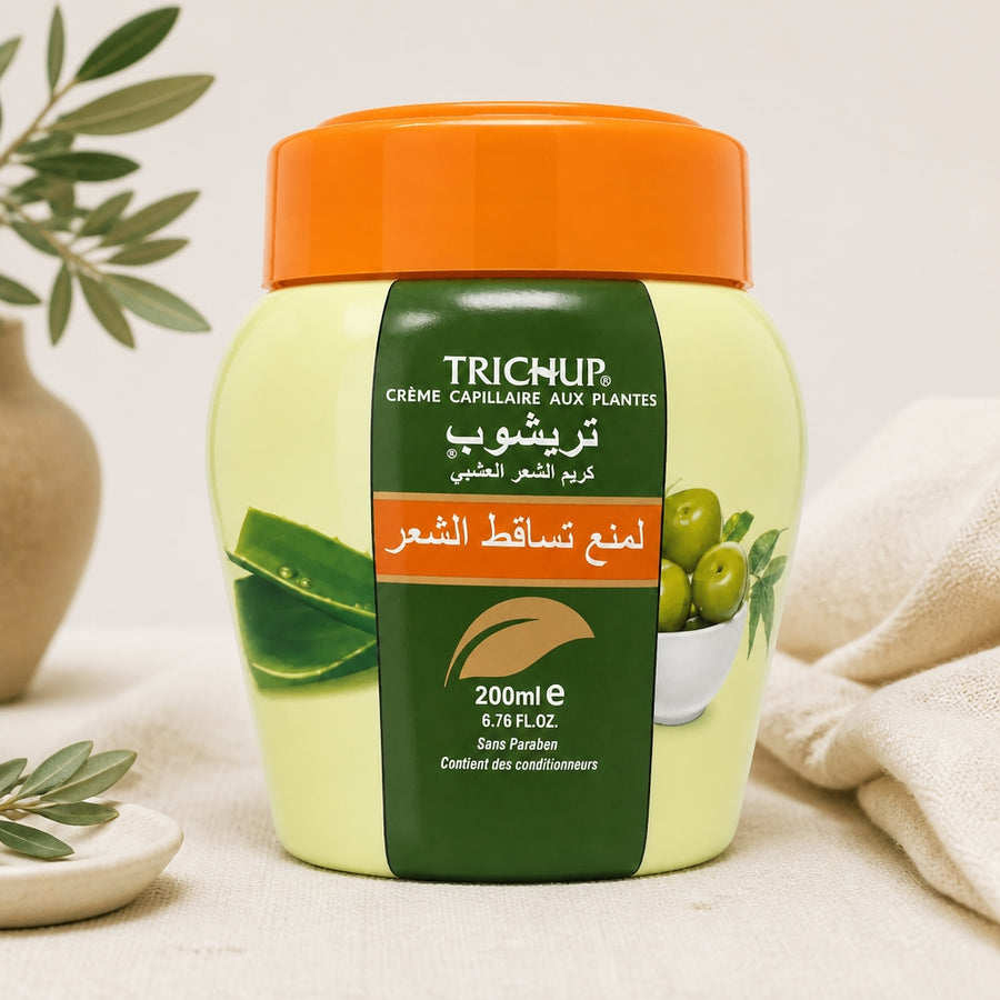 Crème Capillaire Anti-chute aux plantes Trichup 200 ml — vue principale hero, pot Trichup authentique conservé