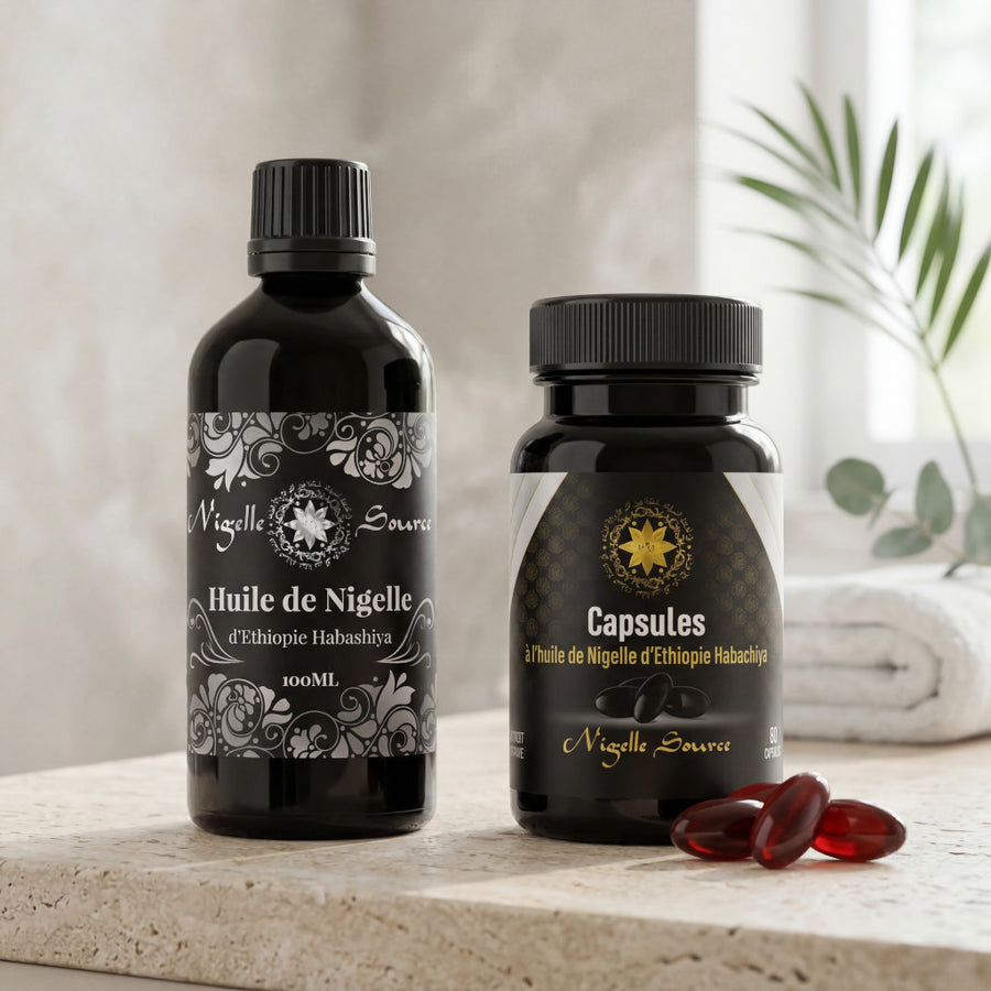 Äthiopisches Nigella-Paket, 60 Kapseln und Öl, 100 ml, Reinheit 99 %