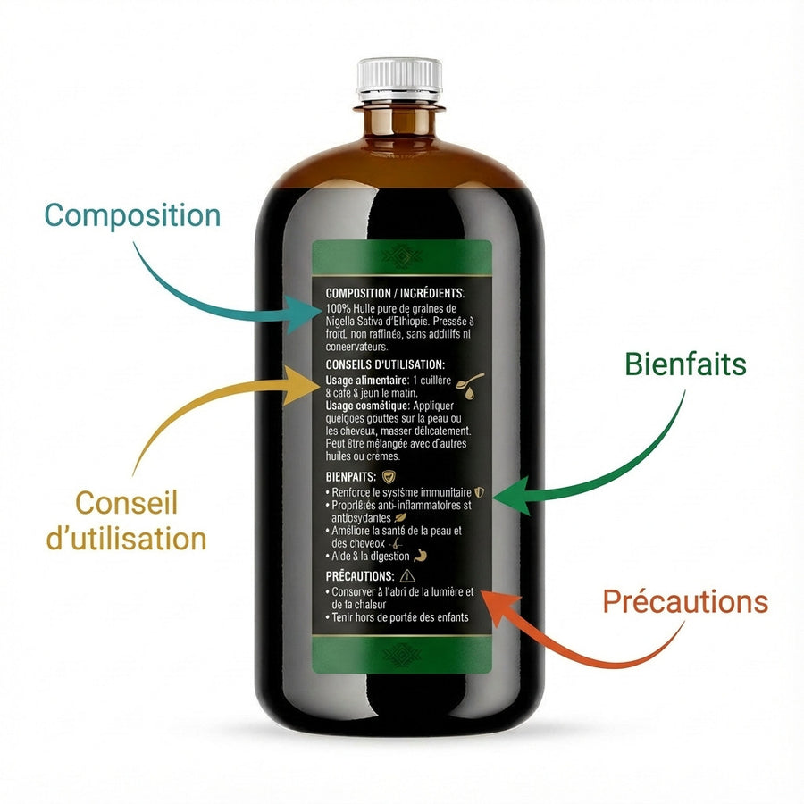 1 Liter hochwertiges äthiopisches Schwarzkümmelöl, Güteklasse A, Reinheit 99 % 