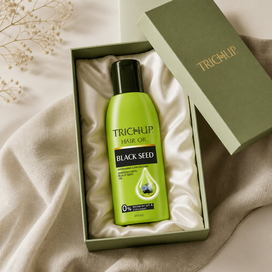 Huile capillaire à la Graine de Nigelle Trichup 200 mL — coffret packaging premium