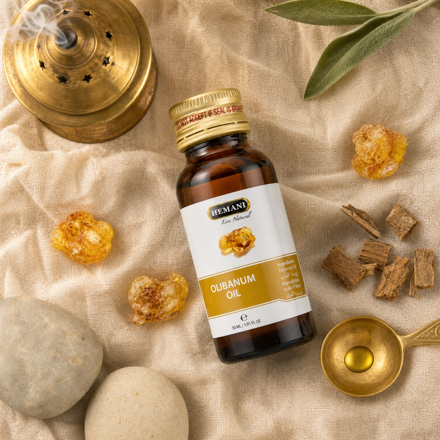 Hemani Olibanum Oil 30mL — ambiance flat lay
