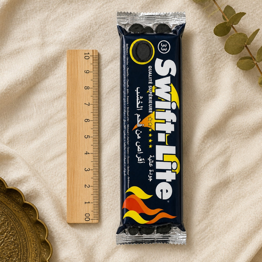 Lot de 10 Pastilles de Charbon pour Encens — référence d'échelle avec règle 10 cm