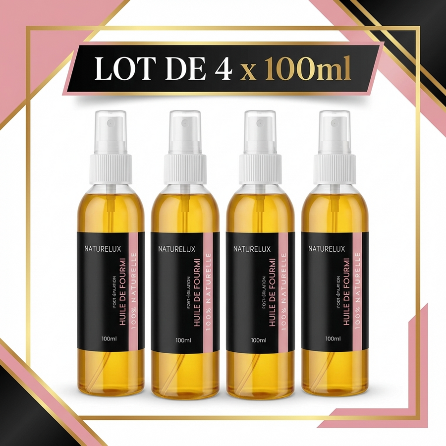 4 Huile de Fourmi Contre la Pousse des Poils 100mL Spray 100% Naturelle -15%